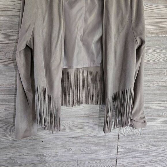 Torrid Suede Fringe Jacket Womens SZ 0 (L/12) Tan Bolaro Faux Cropped - Picture 4 of 6